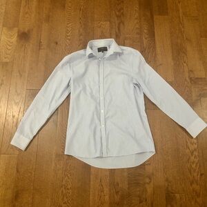 Men's Slim Fit Striped Blue and White Dress Shirt